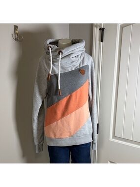 Wanakome Selene Hoodie Sweatshirt Grey Peach Orange Womens French Terry Sz M